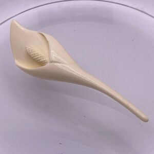 Vintage Celluloid Calli Lily Flower Carved Brooch Pin